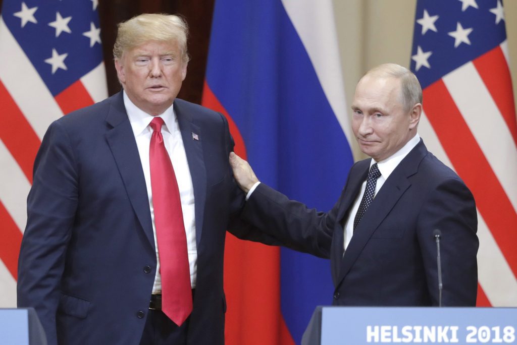 Donald Trump and Vladimir Putin at the Helsinki summit
