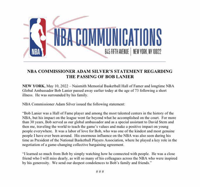 Pistons greats, basketball world mourns passing of Bob Lanier