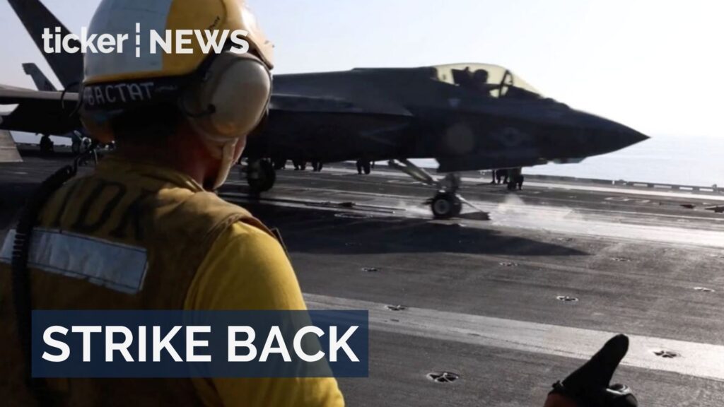 U.S. strikes Iran after helicopter downing; Iran retaliates with missiles near key waterway, causing multiple explosions.