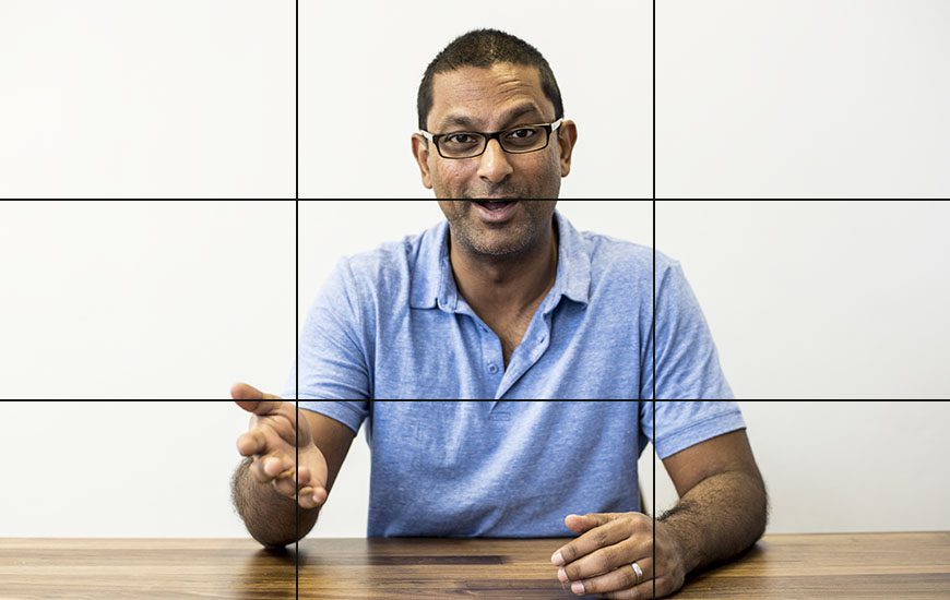 Correct television framing using the rule of thirds