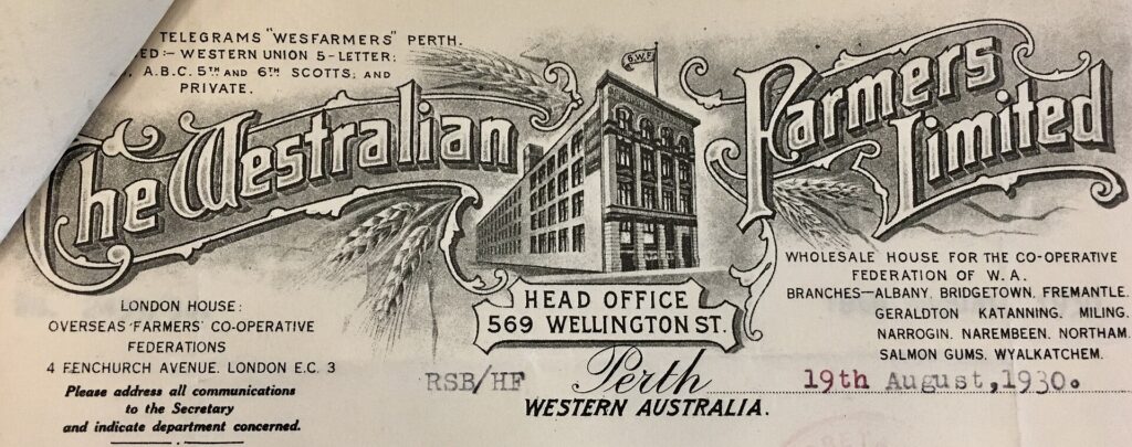 Wesfarmers 1930s letterhead.