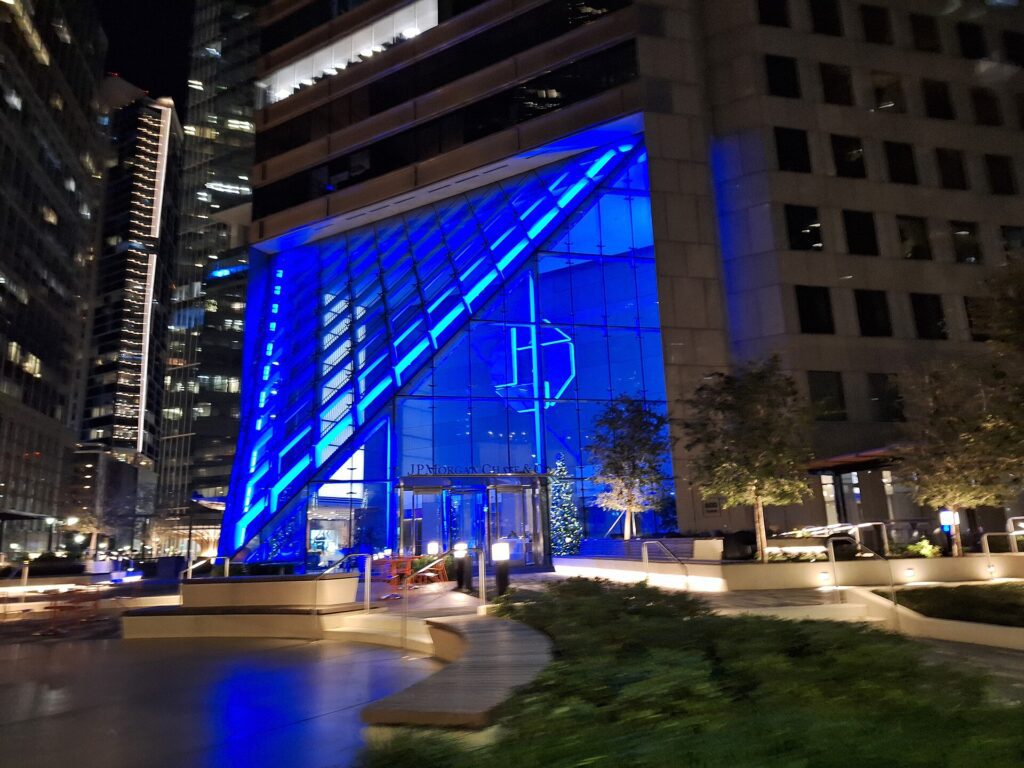 JPMorgan Chase Tower (skyscraper at 600 Travis Street in downtown Houston, Texas, USA).