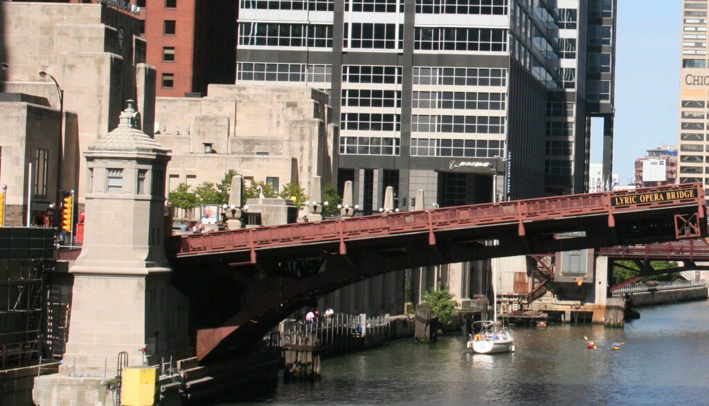 Madison Street Bridge, also known as the Lyric Opera Bridge.